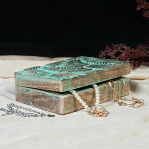 กล่องไม้แกะสลักแบบกำหนดเองกล่องเครื่องเพชรพลอยแกะสลักด้วยมือไม้มะม่วงเผากล่องของขวัญที่กำหนดเองจากผู้ส่งออกอินเดีย - Product Image 6