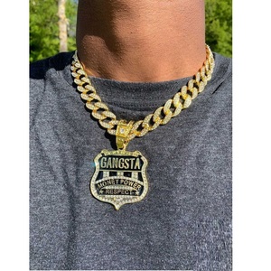 Venta caliente Hip Hop Iced Out Gangsta Money Power Respect Dainty impermeable Acero inoxidable joyería de moda colgante para exportación - Product Image 3