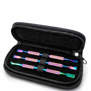 Ensemble de repousse-cuticules double extrémité en acier inoxydable argenté, outils professionnels de manucure et pédicure pour le soin des ongles avec étui en cuir - Product Image 6