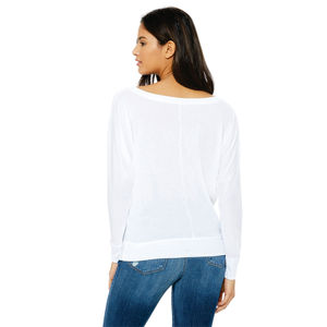 Camiseta blanca de manga larga con hombros descubiertos para mujer, camisa holgada y drapeada con puños Rib 65% poliéster 35% de algodón, 32, 3,7 oz - Product Image 3