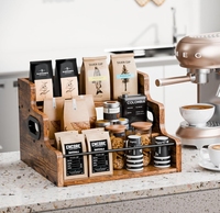 Étagère de bar rétro à 3 niveaux organisateur de support de sirop de vin et de café de comptoir de maison avec utilisation d'épices