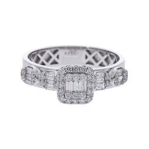 แหวนเพชรธรรมชาติสีทอง14K พร้อมบาแกตต์เหลี่ยมประดับเพชรกลมดูหรูหราบนวงดนตรี - Product Image 4