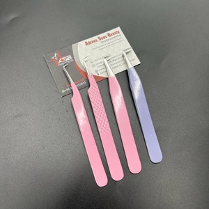 Extensión de pestañas de fibra profesional de alta calidad, pinzas rosas para bebés, 90 grados, acero inoxidable japonés puntiagudo - Product Image 6