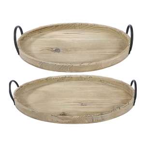 Bandeja de madera de acacia personalizada al por mayor, asas de metal para servir bebidas, té, postre, cena, desayuno, bandeja de madera. - Product Image 5