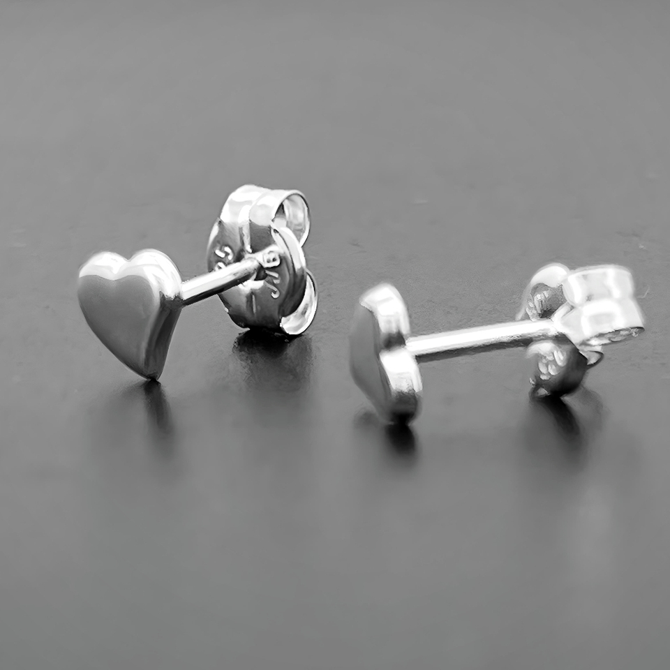 Ready To Ship Silver Heart Stud Earrings With Rhodium Plating Fashion Jewelry Direct From Spain