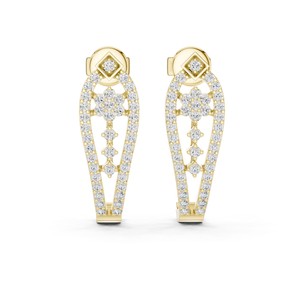 Pendientes colgantes redondos de moissanita con diseño de hoja, de plata de ley 925, engaste pavé con 82 piedras - Product Image 3
