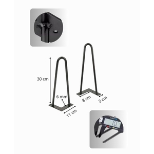 Set of 4 10 mm Matt Black Metal Hairpin <b>Legs</b> for <b>Tables</b> High Resistance up to 400 kg Includes Screws - Product Image 3