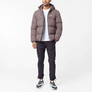 Custom Embroidered Men's Winter <b>Waterproof</b> Hooded Puffer <b>Jackets</b> with Stand Collar Front Logo - Product Image 3
