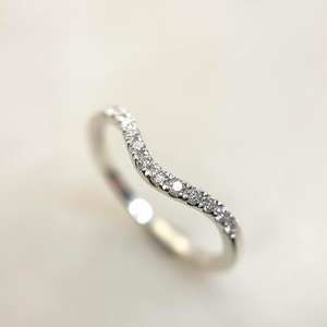 Bague de mariage ronde en or blanc CZ 1.5mm Pave Wishbone Anneau empilable Femmes Anniversaire De Mariée Fournisseur De Bijoux De Mode - Product Image 2