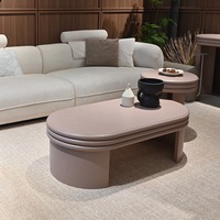 Luxuriöser Maßgefertigter Moderner Eleganter Wohnzimmer Ovaler Holz-Couchtisch Einzigartiges Design Eschenholz-Furnier