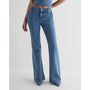 Vente en gros de jeans rétro pour femmes de la rue, pantalon en denim bleu, jeans cargo droits à jambes larges, mode OEM décontractée pour dames - Product Image 1