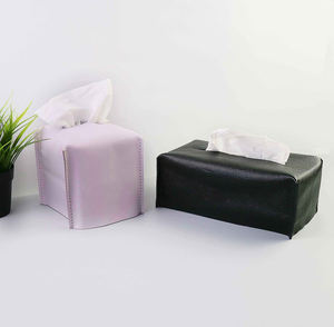 Cubierta de caja de pañuelos Decoración de spa Servilletero para mesa Soporte de caja de cuero genuino - Product Image 2