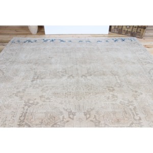 พรมวินเทจขนาดใหญ่พิเศษ 9.8x12.4 ฟุต พรมตุรกี พรมขนสัตว์ลายเรขาคณิตสีเบจน้ำตาล - Product Image 4