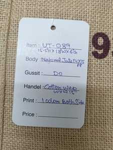 Sac à déjeuner en jute naturel personnalisé extra large imprimé en deux couleurs avec poignée, sac de voyage écologique, prix de gros pour les entreprises - Product Image 4