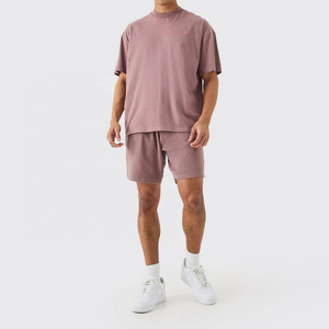 ที่กําหนดเอง streetwear ฤดูร้อนวาฟเฟิล 2 ชิ้นที่กําหนดเองบุรุษชุดสั้นที่มีคุณภาพสูงแขนสั้นเสื้อยืดและกางเกงขาสั้น - Product Image 1