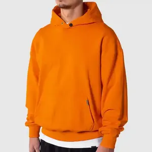 Sudadera con Capucha Personalizada Color Naranja para Hombre, Estilo Urbano, Hombros Caídos, Algodón Grueso, Sudadera con Capucha para Hombre - Product Image 4