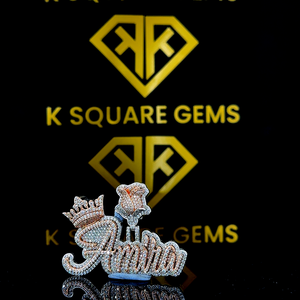 Pendentif en argent sterling 925 avec moissanite VVS taille lettre, design personnalisé, breloques hip-hop, finition plaquée disponible - Product Image 1