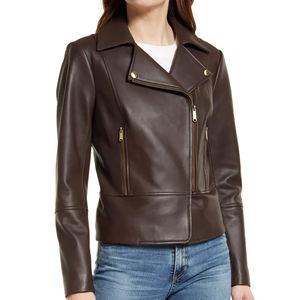 Nouveau manteau matelassé en cuir véritable pour femmes automne hiver avec doublure en coton à manches longues - Product Image 4