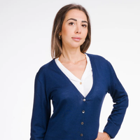 Cardigan fin classique polyvalent pour femme Papaia, tricoté à la main en viscose italienne, col en V, pull d'hiver pour femme de bureau, imprimé
