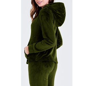 Date OEM Accepter Hoodie Velours Pas Cher Personnalisé Zipper Sweat À Capuche Sweatshirts et Joggers Ensembles Femmes Jogging Survêtement - Product Image 2