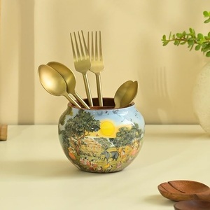 Soporte para cubiertos de madera hecho a mano con acabado pulido adecuado para comedor de lujo y almacenamiento de cocina elegante - Product Image 6