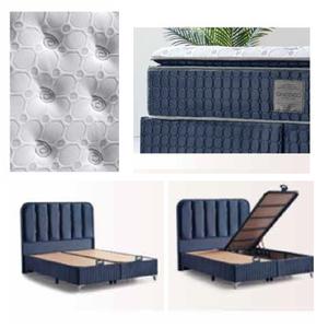 Juego de Cama Turco Moderno y Duradero con Base de Cama Hidráulica con Almacenamiento, Cabecera Tapizada en Tela, Muebles Ergonómicos para el Hogar con Resorte Bonnel - Product Image 1