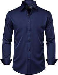 Chemises habillées pour hommes à manches longues, coupe ajustée, décontractées, formelles, boutonnées, 100% coton, respirantes, de haute qualité, confortables - Product Image 4