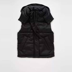 Durable and Lightweight Hooded Black Puffer <b>Vest</b> for <b>Women</b> | Modern Design for <b>Winter</b> Outfits - Product Image 2