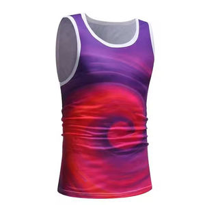 Camiseta sin mangas personalizada de alta calidad para hombre, nuevo estilo, ropa deportiva de punto transpirable de Color sólido con estampado decorativo - Product Image 2