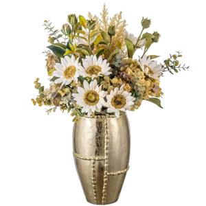 Jarrón de metal con acabado plateado adornado para interiores de diseñador Centro de mesa de lujo y uso decorativo moderno de la India - Product Image 5