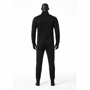 Conjunto Deportivo Negro Personalizado con Logotipo para Hombre, Sudadera con Cremallera Completa y Pantalones Jogger, Felpa de Algodón, 2 Piezas, Ropa Deportiva, Venta al Por Mayor OEM - Product Image 2