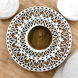 Support de bougie chauffe-plat en bois fait main, écologique, imprimé bicolore (sans bougie chauffe-plat) – Offre mode intelligente pour cadeaux de festival - Product Image 2