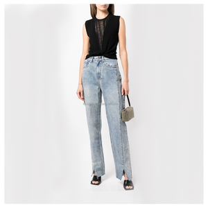 Jeans de Mezclilla Casuales de Cintura Alta y Largo hasta el Tobillo para Mujer, de Pierna Recta, Ecológicos, Transpirables, Cómodos y de Alta Calidad, Fabricante OEM - Product Image 2