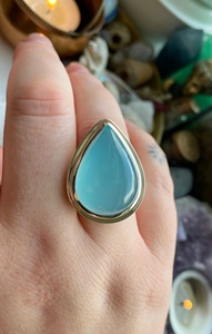 Anillo de piedras preciosas de Plata de Ley 925 de Calcedonia azul, joyería hecha a mano con diamante de corte de pera para boda o regalo del día de Pascua - Product Image 4