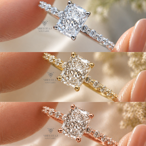 Anillos de Compromiso y Eternidad con Diamantes de Moda, Oro Sólido de 14K, 1CT/2CT/3CT TW, Corte Radiante, Diamantes Cultivados en Laboratorio, Certificados por IGI - Product Image 2