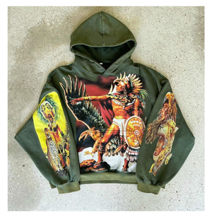 Sweat-shirt à capuche pour homme en molleton imprimé avec des appliques, délavé à l'acide, vintage, style hiver, fabriqué par un fabricant OEM - Product Image 1