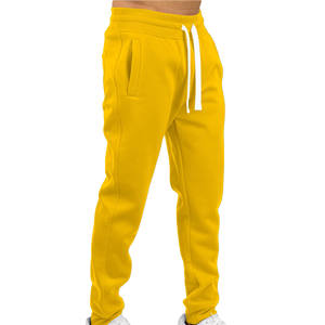 Pantalon ample personnalisé pour hommes, couleur unie, jaune, pantalon de jogging droit, pantalon de survêtement avec logo pour homme - Product Image 4