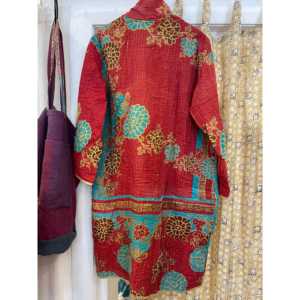 Chaqueta Kantha Acolchada Reversible Vintage para Mujer, Blazer de Cuero para Otoño, Talla XL, Diseño Oriental con Parches de Algodón Personalizados - Product Image 2