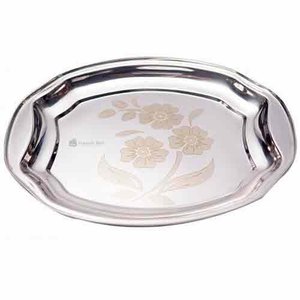 Bandeja redonda elegante moderna de acero inoxidable reutilizable portátil y desechable para el entretenimiento en el hogar - Product Image 1