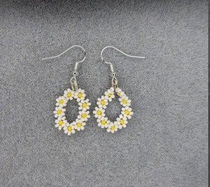 Beaded <b>Daisy</b> Earrings, Flower Earrings, <b>Daisy</b> Chain, Mother's Day <b>Gifts</b>, Mother's Day Earrings. - Product Image 1