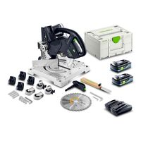 Kit combiné sans fil Festool SYMC 70 4.0 EBI-Plus 220-240V avec perceuse Li-ion 4.0Ah, scie à onglet symétrique 216mm, moteur à percussion et batterie