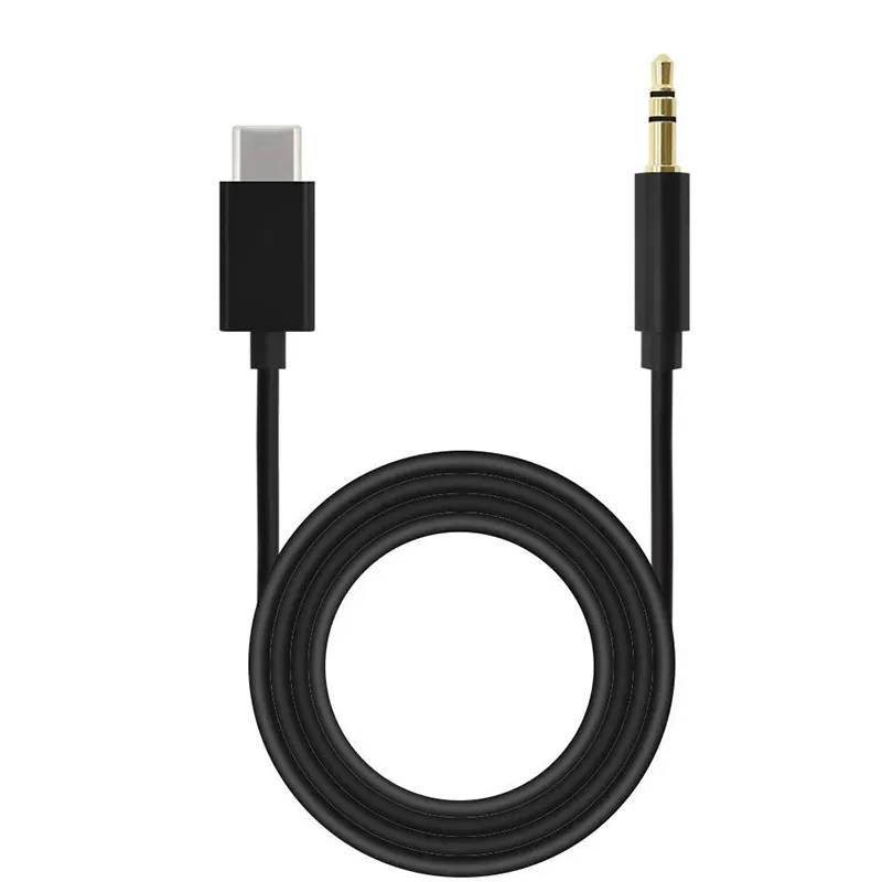 Nueva llegada USB B tipo C a 3,5mm auriculares adaptador de Audio cargador Cable nylon auriculares coche Aux cable Convertidor para teléfono