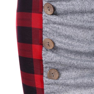 Women Gothic Plaid Dress Winter Thick Long Sleeve Casual Vintage Party <b>Scarf</b> Collar Buttons Dress Femme Large Size Sweater Shirt - Product Image 6