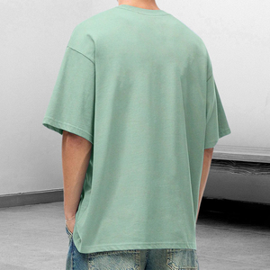 Marque De Luxe T-Shirt Hommes Haute Qualité Street Clothing Solide Hommes T-shirt Surdimensionné-Vert Menthe - Product Image 3