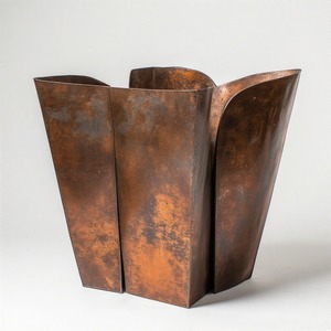 Maceta rústica de metal grabado con asas de bucle y acabado desgastado adecuada para flores terrosas o estilo indoeuropeo - Product Image 2