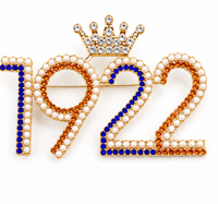 Broche de revers personnalisée Sigma Gamma Rho 1922 avec lettres et chiffres en cristal, 4 styles, perles et strass, couronne, pour sororité grecque