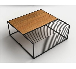 Table basse et table d'appoint en aluminium plaqué or, meubles de luxe pour la maison, style rustique antique moderne, noir, personnalisé, marque TQC, modèle 588 - Product Image 5