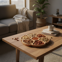 Plateau de service rond en bois personnalisé en gros pour les aliments secs