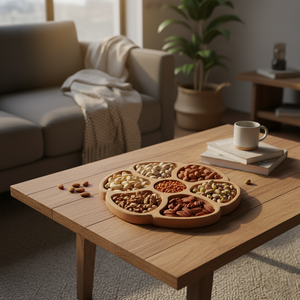 Plateau de service rond en bois personnalisé en gros pour les aliments secs - Product Image 5