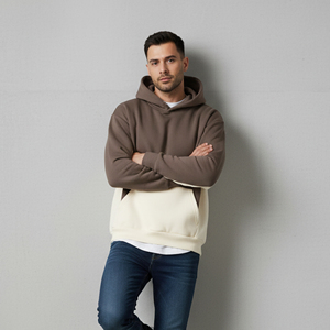 Sweat-shirts à capuche pour hommes en molleton 100% coton lourd, logo personnalisé imprimé à l'écran, 2 tons, streetwear surdimensionné - Product Image 3